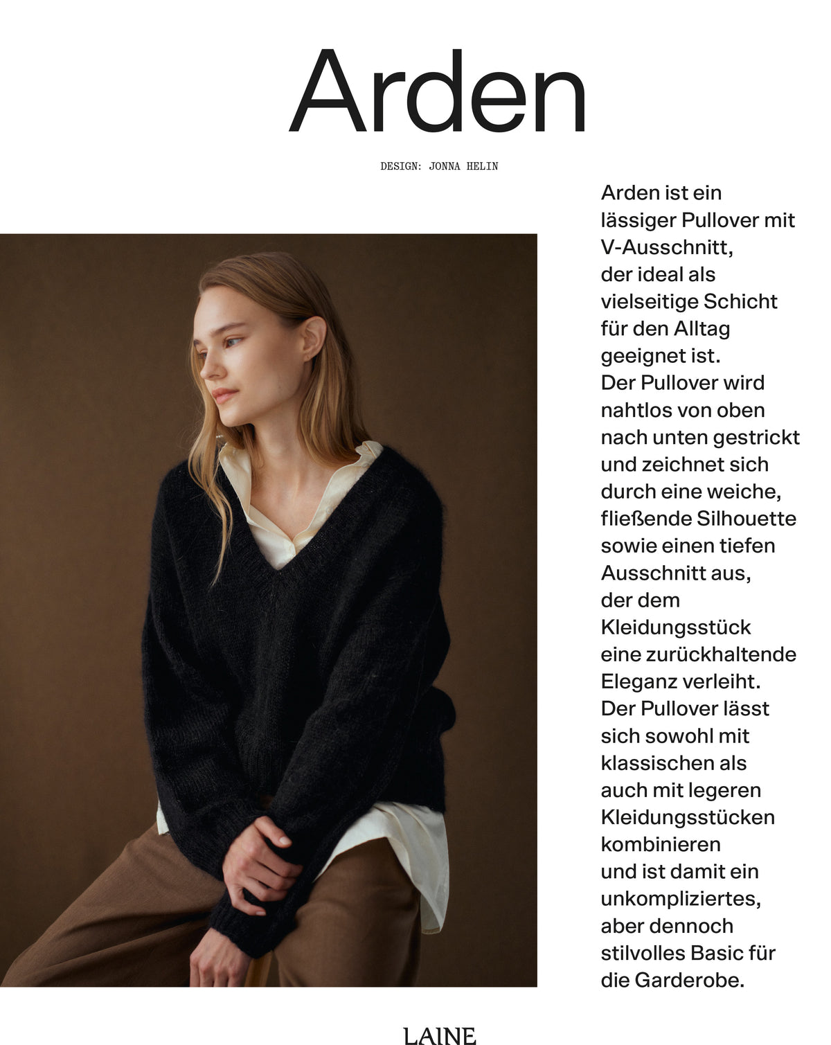 Ladattava ohje: Arden-neulepusero (Laine x Novita) FIN/SWE/ENG/DE/NL