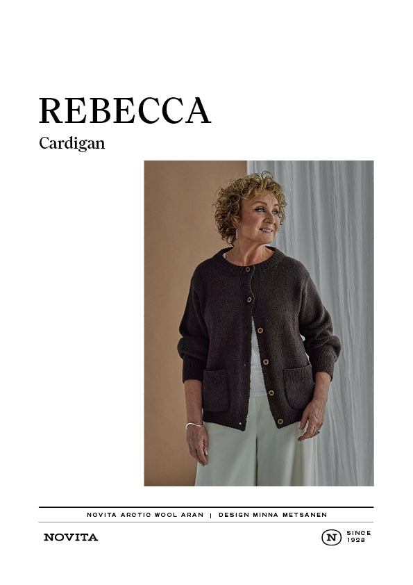 Ladattava ohje: Rebecca-neuletakki (FIN/ENG, Kesä 2026)