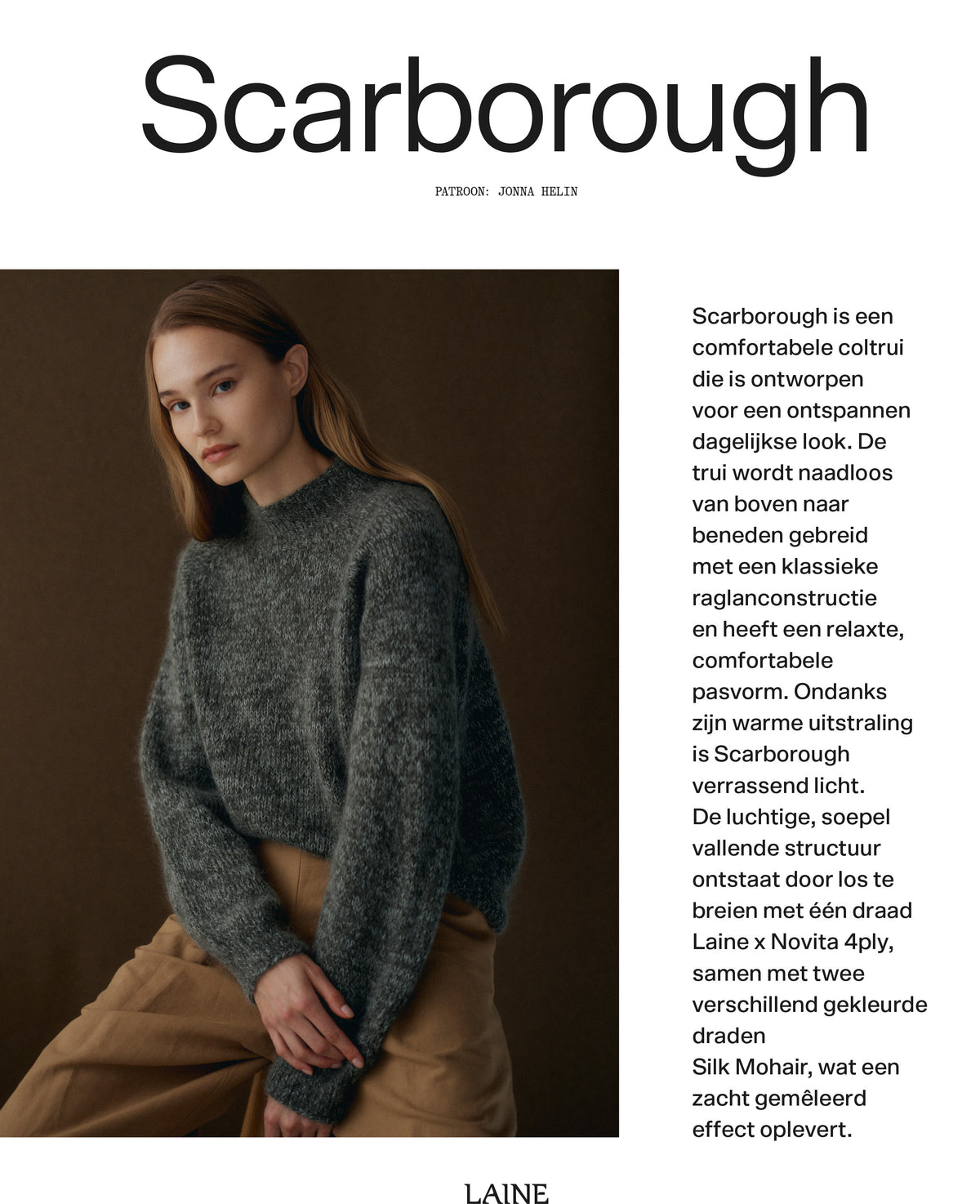 Ladattava ohje: Scarborough-neulepusero (Laine x Novita) FIN/SWE/ENG/DE/NL