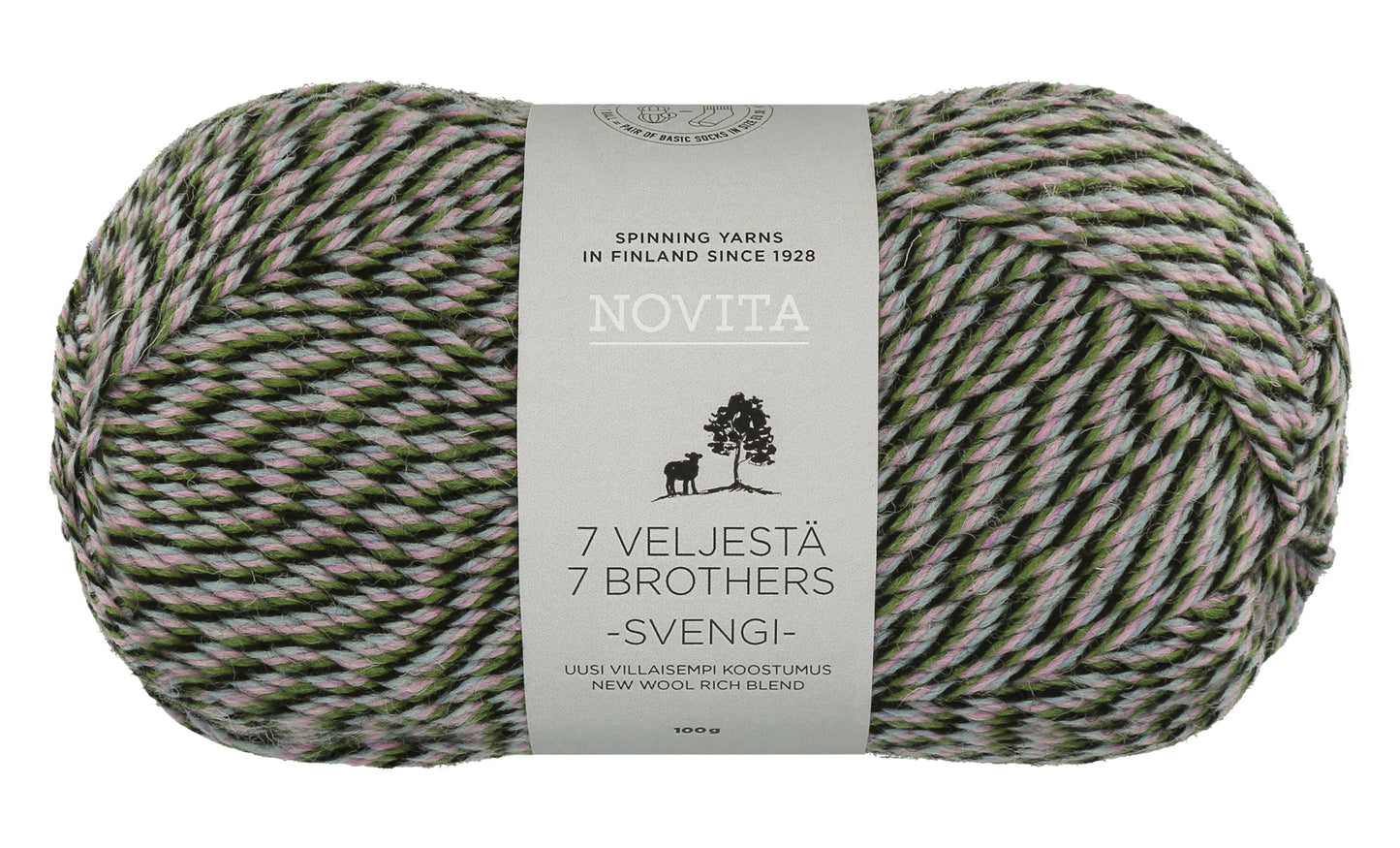 EJ I SORTIMENT: Novita 7 Veljestä Svengi 100 g sockgarn
