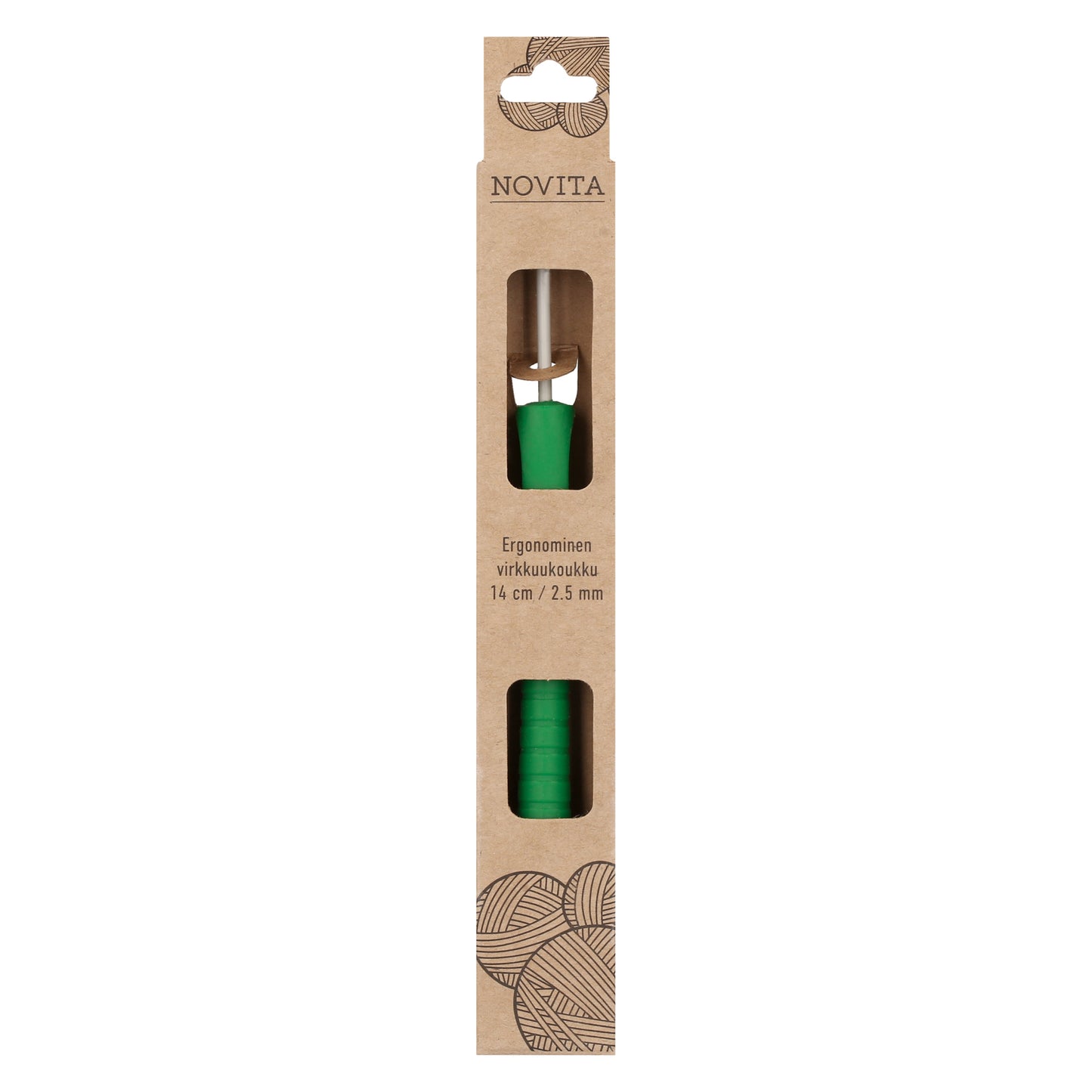 Novita ergonominen virkkuukoukku 14 cm 2.50 mm vihreä