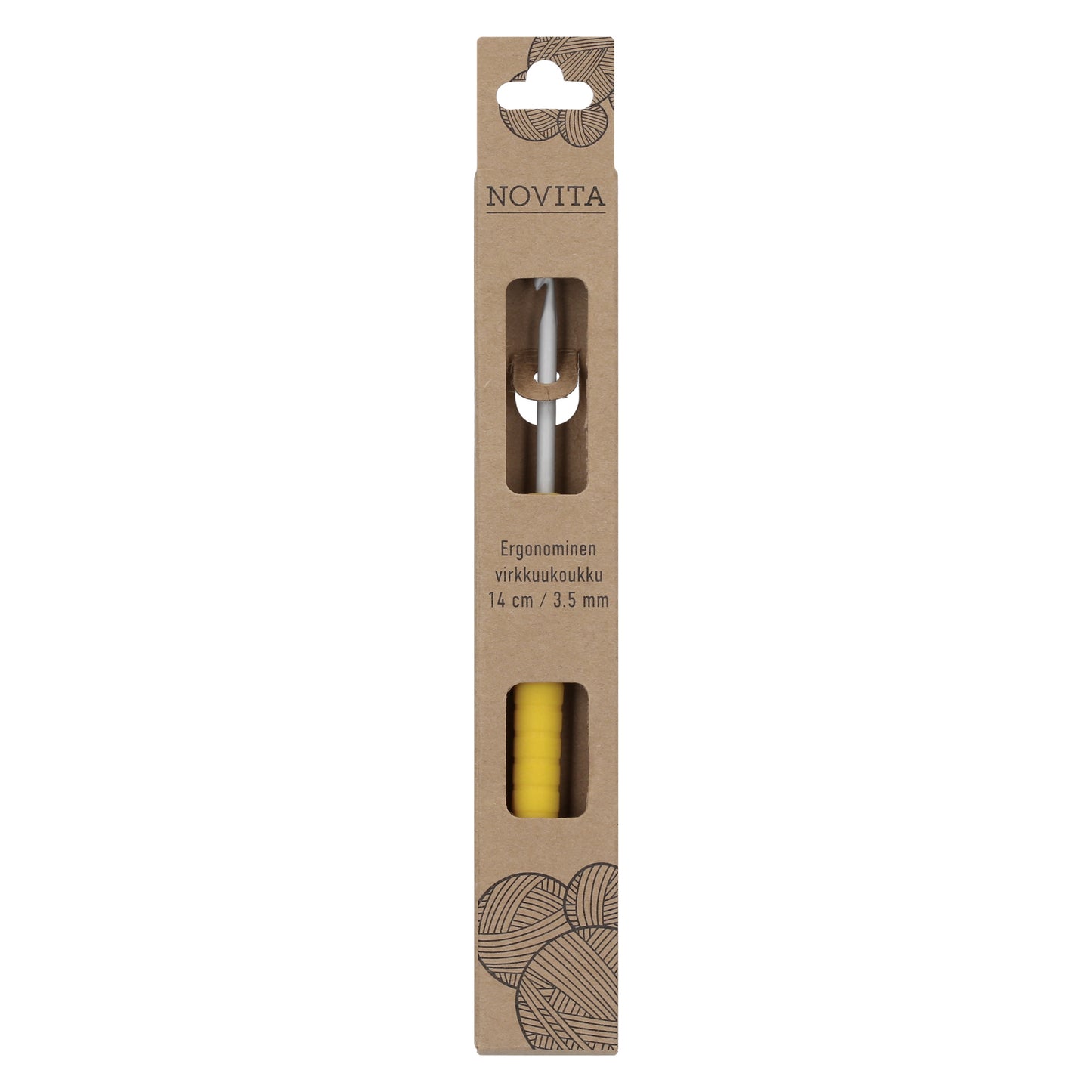 Novita ergonominen virkkuukoukku 14 cm 3.50 mm keltainen