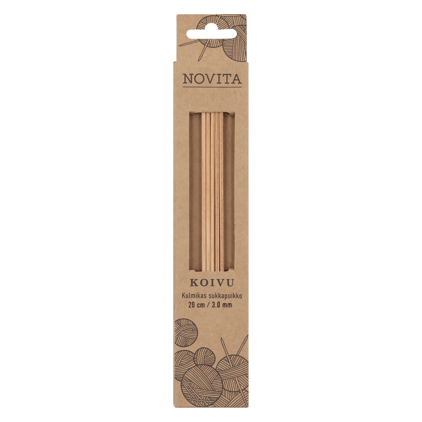 Novita kulmikas sukkapuikko 20 cm koivu 3.00 mm