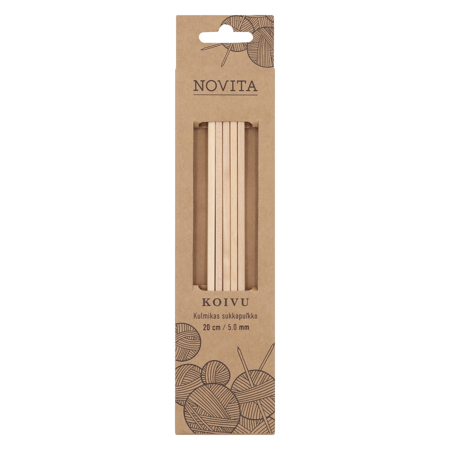 Novita kulmikas sukkapuikko 20 cm koivu 5.0 mm