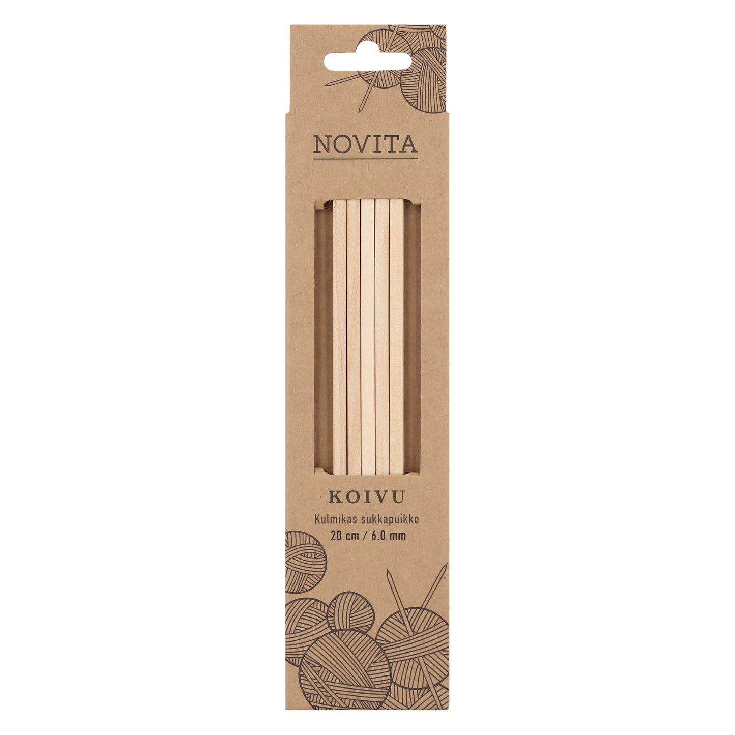Novita kulmikas sukkapuikko 20 cm koivu 6.0 mm