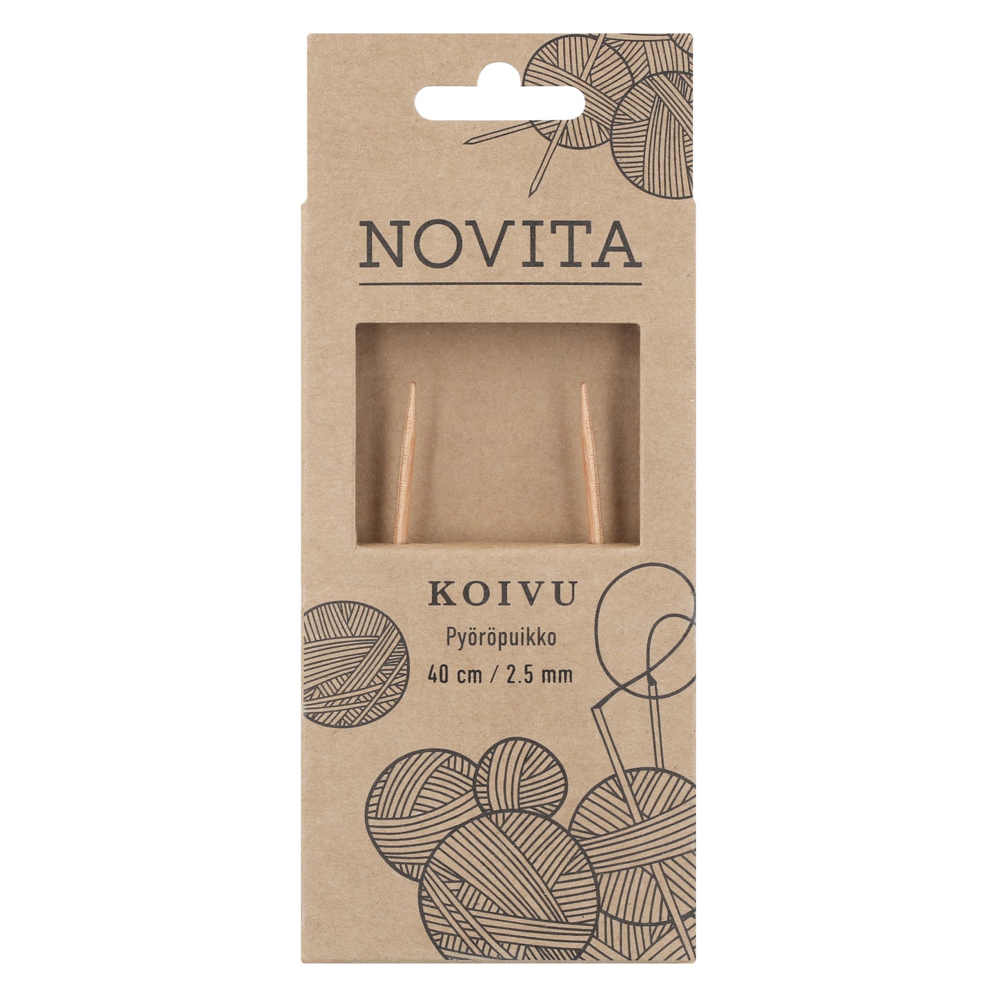 Novita pyöröpuikot 40 cm koivu 2.5 mm