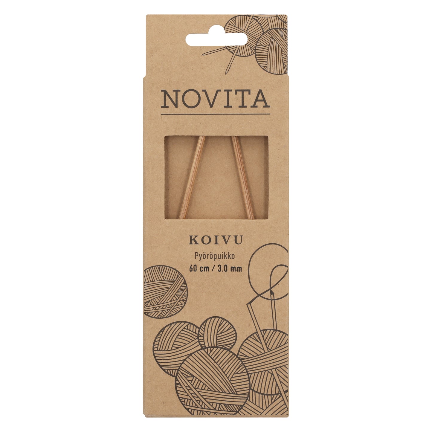 Novita pyöröpuikot 60 cm koivu 3.0 mm