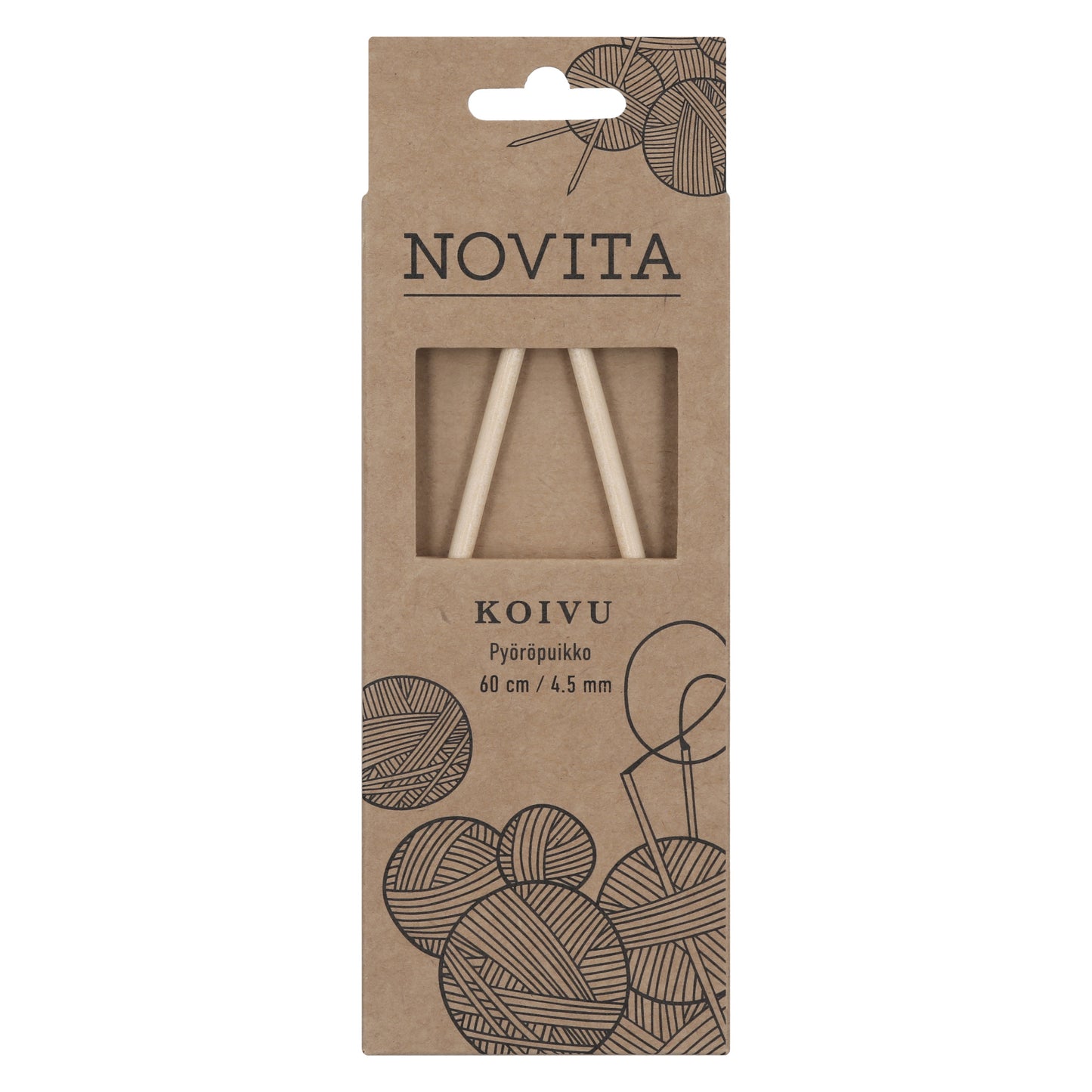 Novita pyöröpuikot 60 cm koivu 4.5 mm
