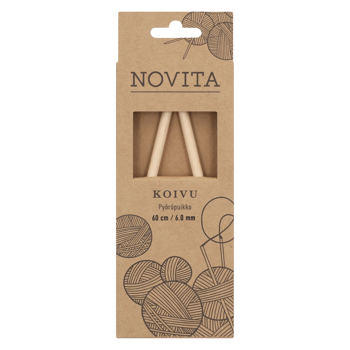 Novita pyöröpuikot 60 cm koivu 6.0 mm