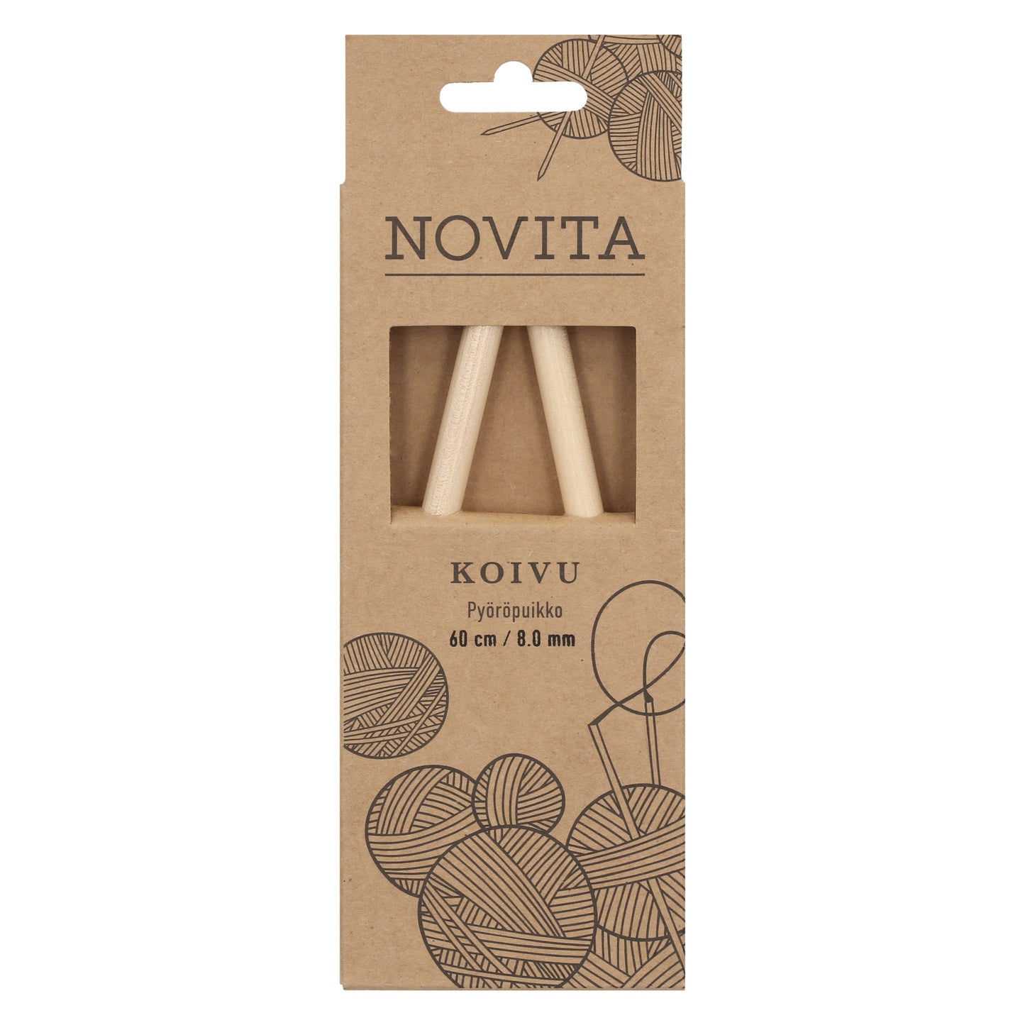 Novita pyöröpuikot 60 cm koivu 8.0 mm