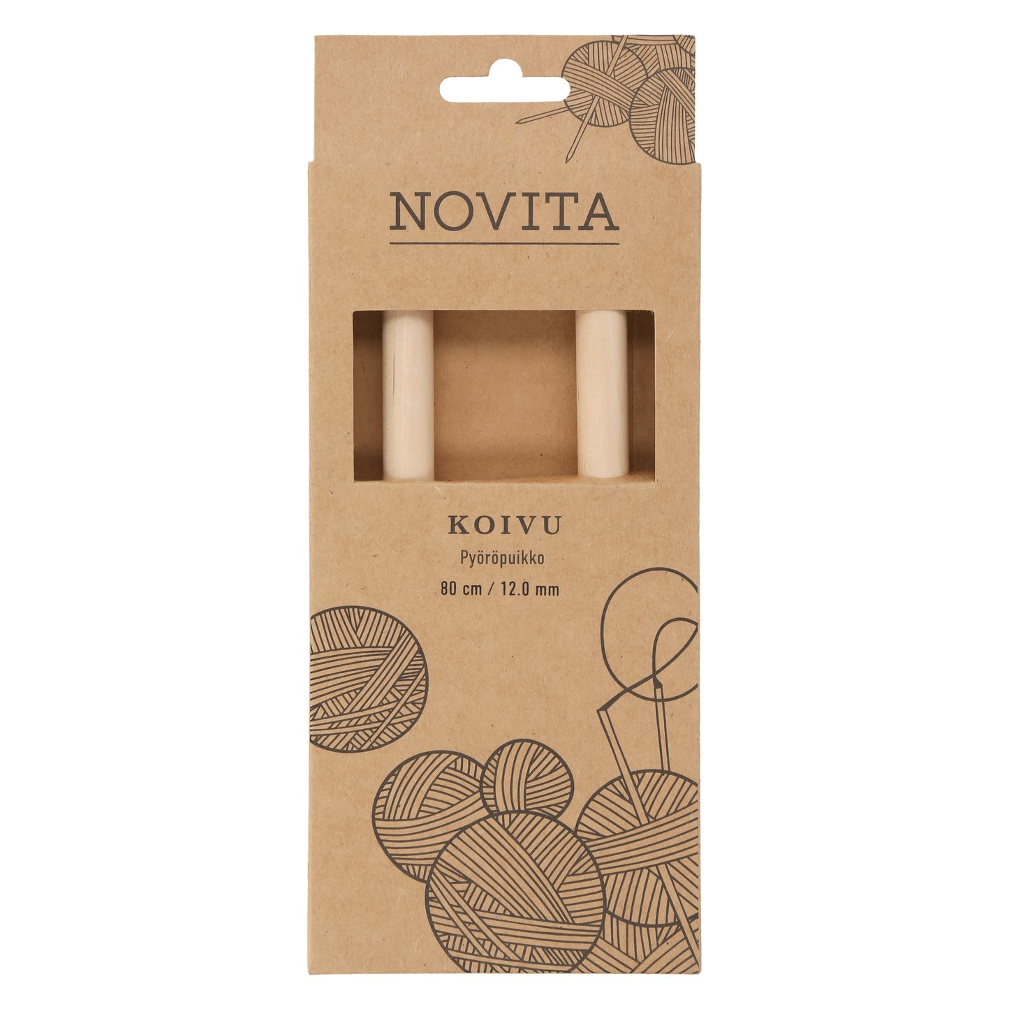 Novita pyöröpuikot 80 cm koivu 12.0 mm