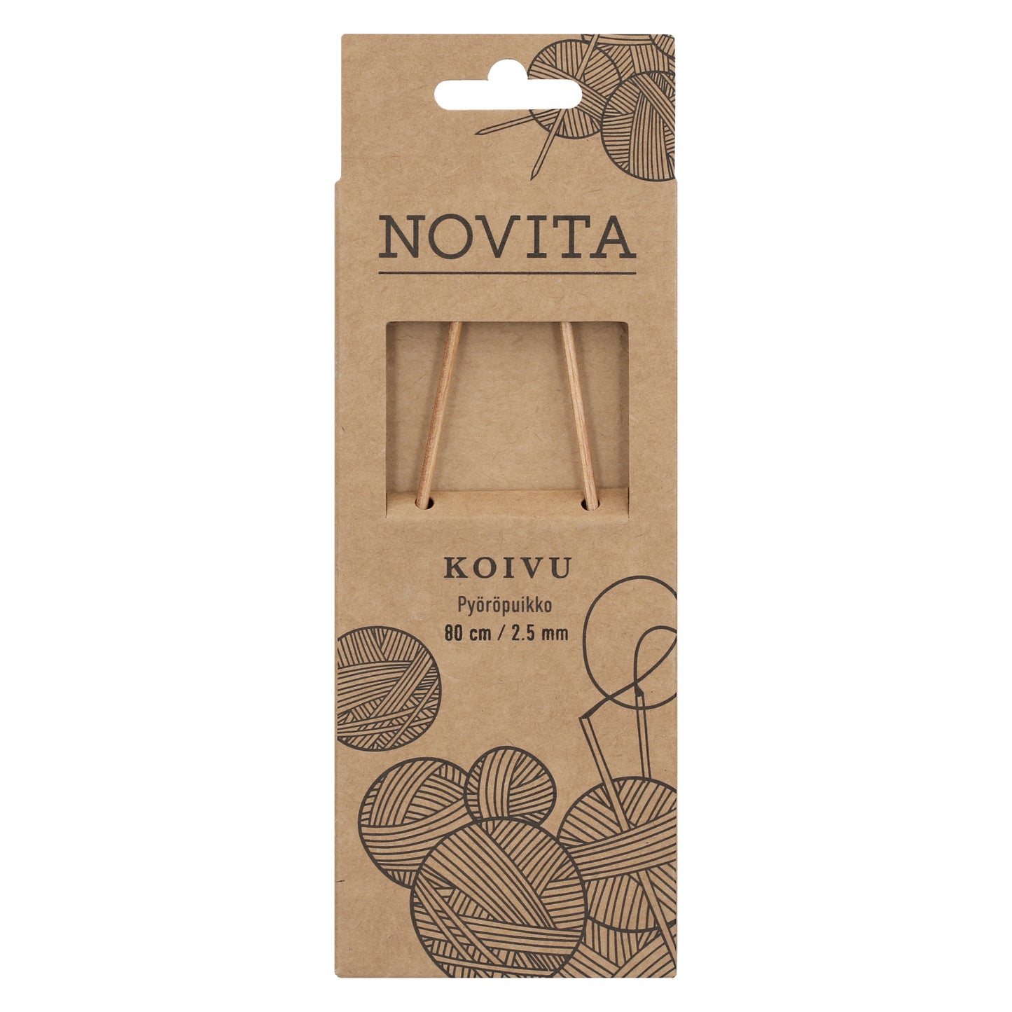 Novita pyöröpuikot 80 cm koivu 2.5 mm