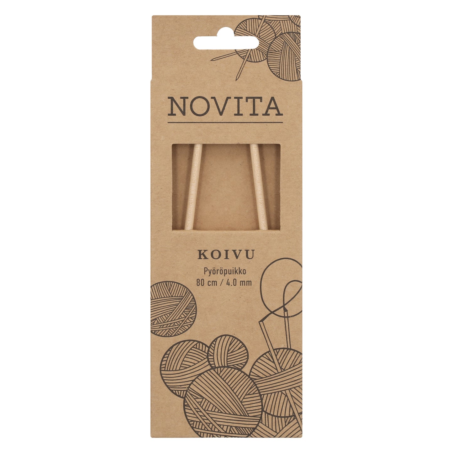 Novita pyöröpuikot 80 cm koivu 4.0 mm