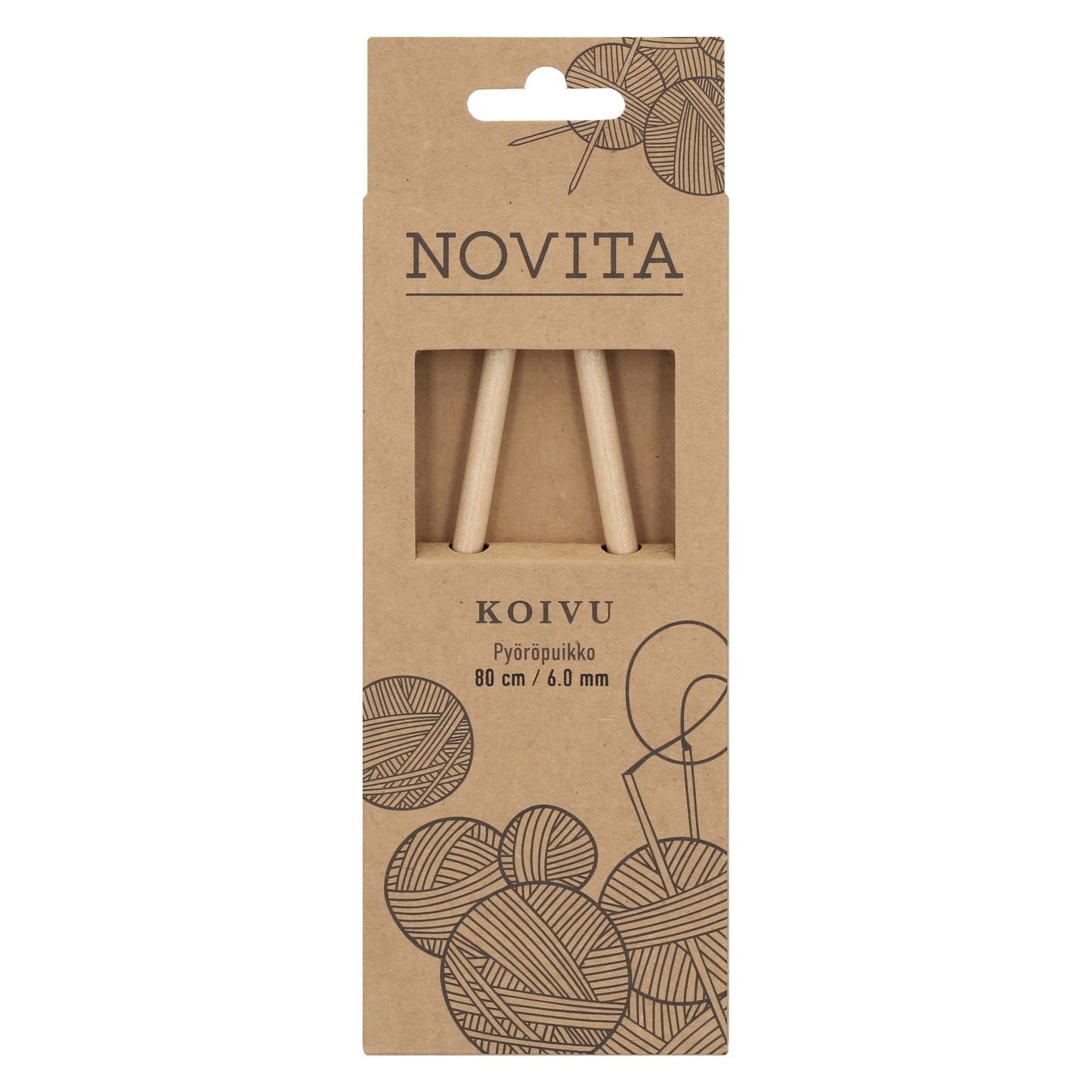 Novita pyöröpuikot 80 cm koivu 6.0 mm