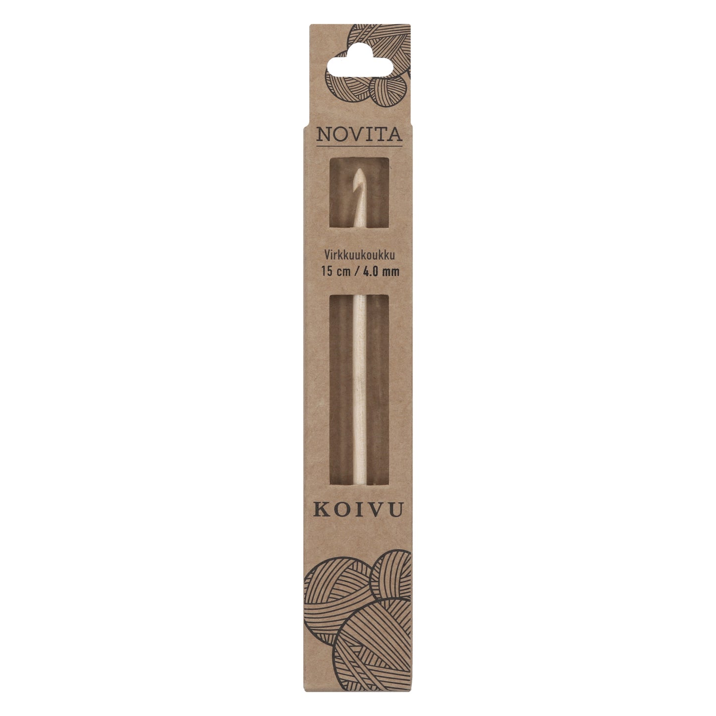 Novita virkkuukoukku 15 cm koivu 4.0 mm