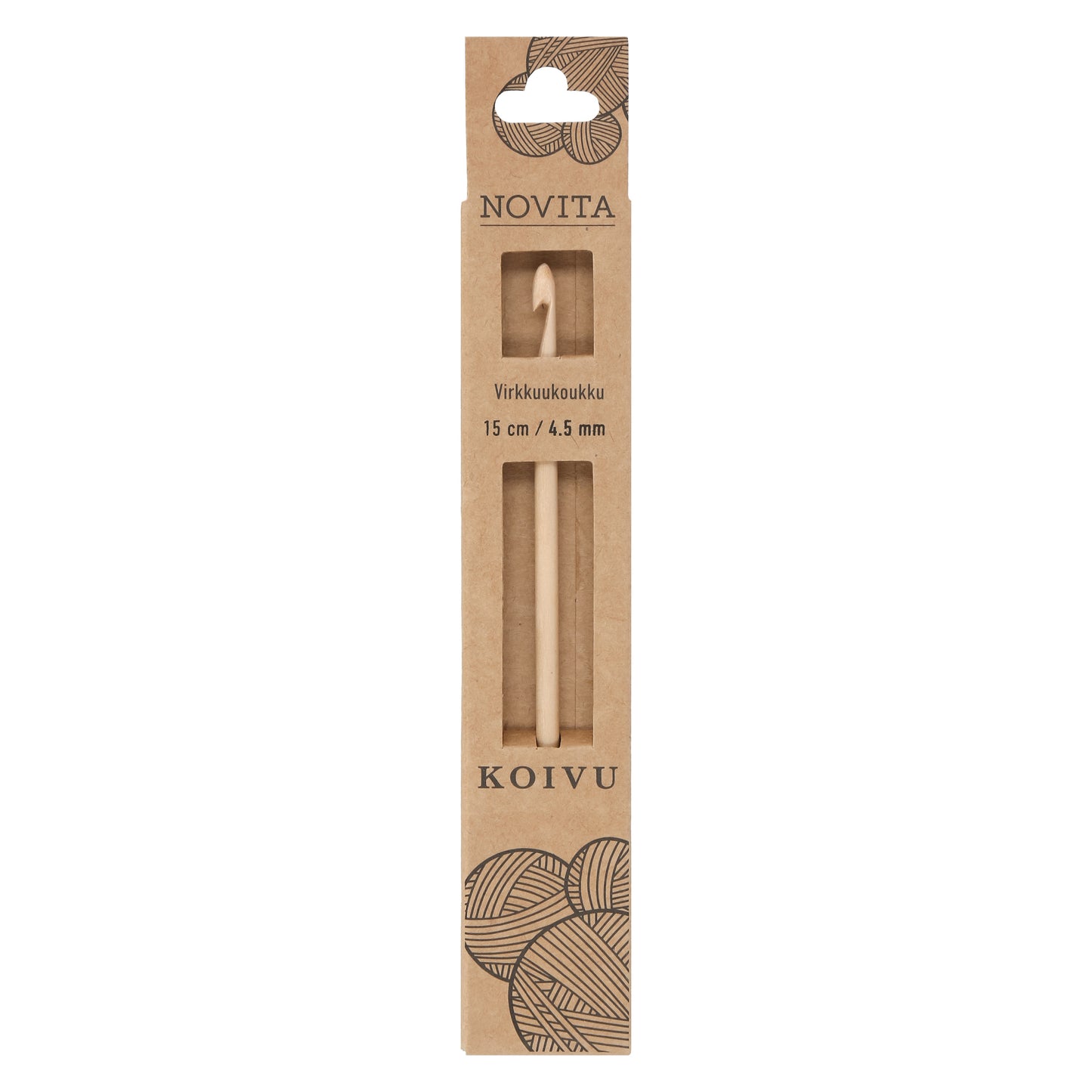 Novita virkkuukoukku 15 cm koivu 4.5 mm
