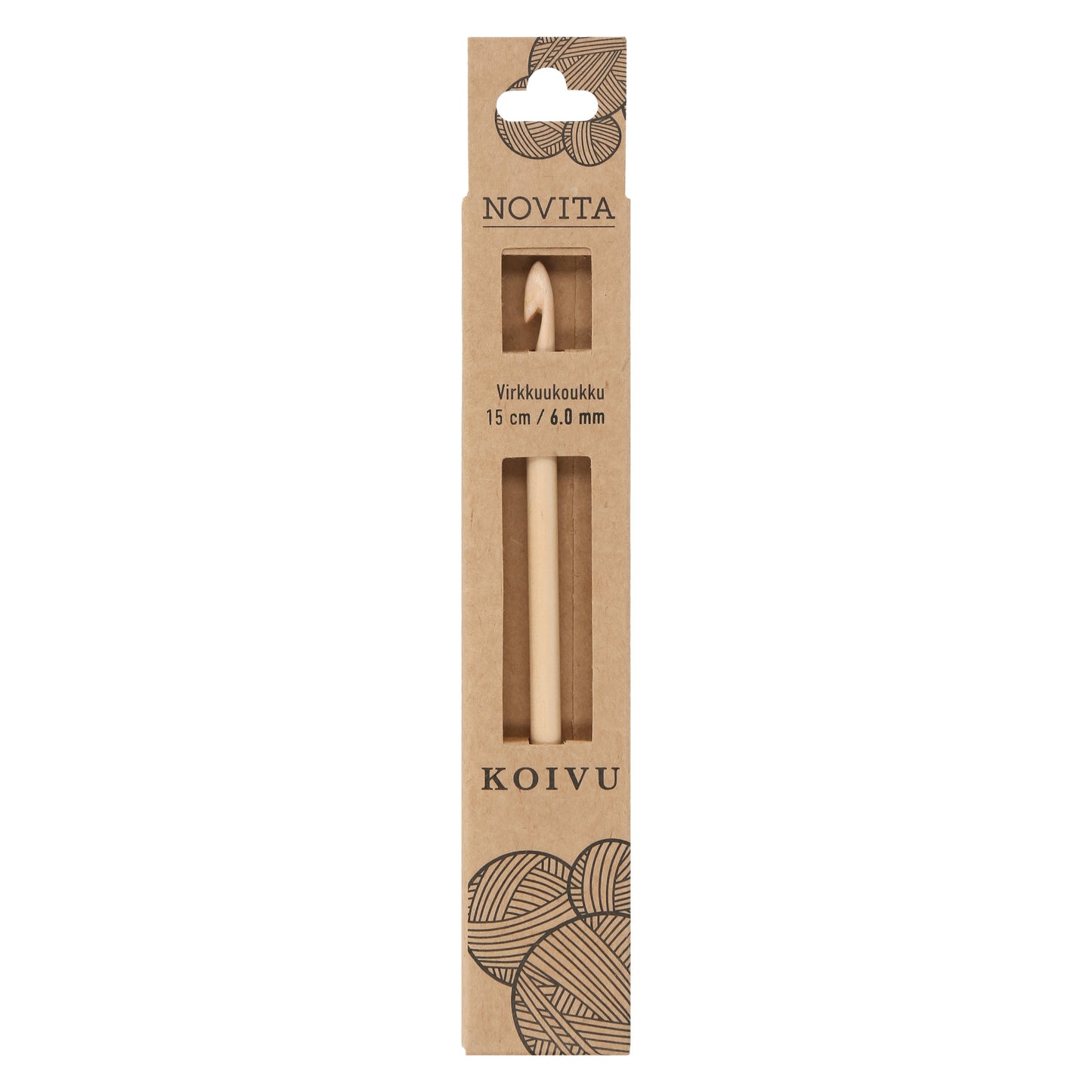 Novita virkkuukoukku 15 cm koivu 6.0 mm