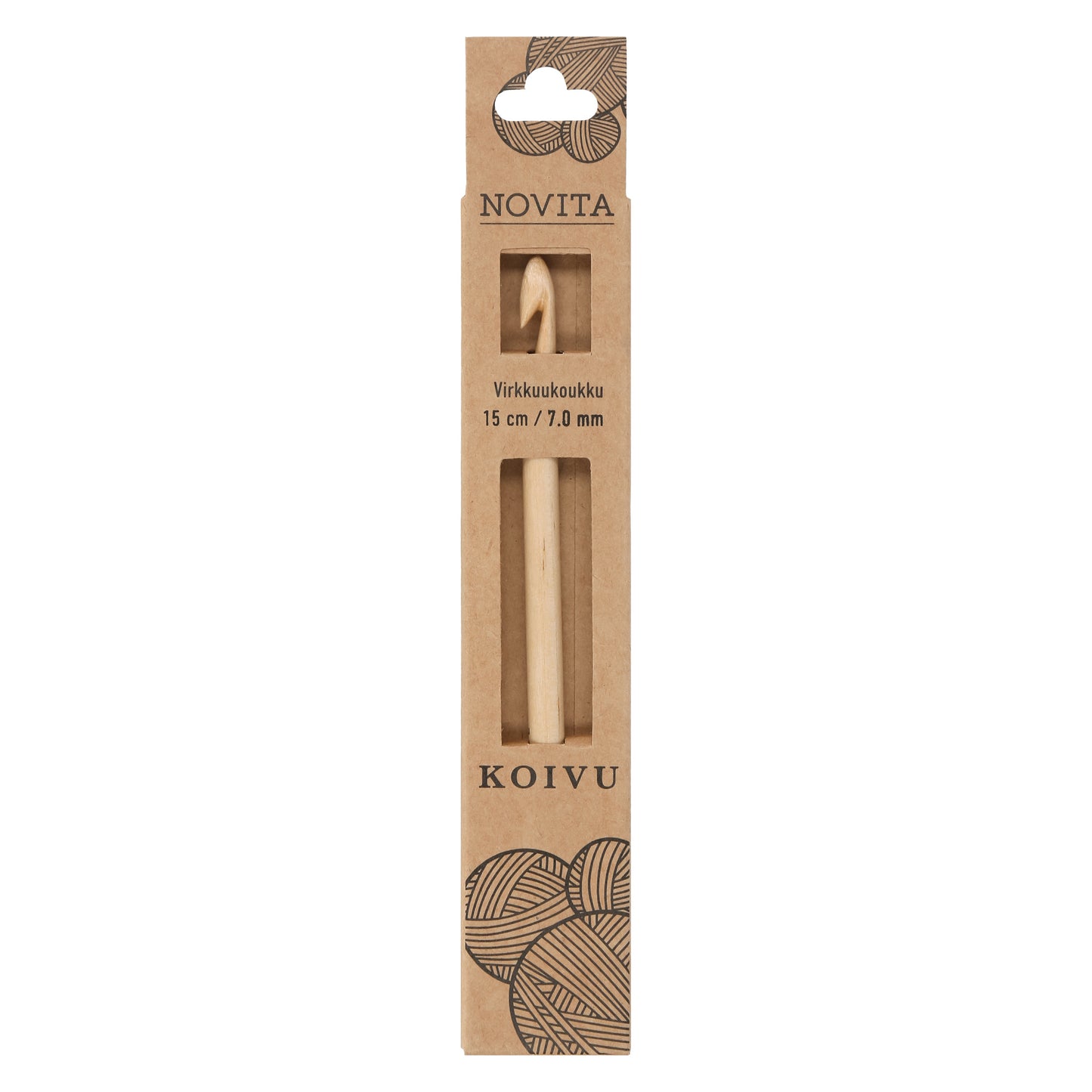 Novita virkkuukoukku 15 cm koivu 7.0 mm