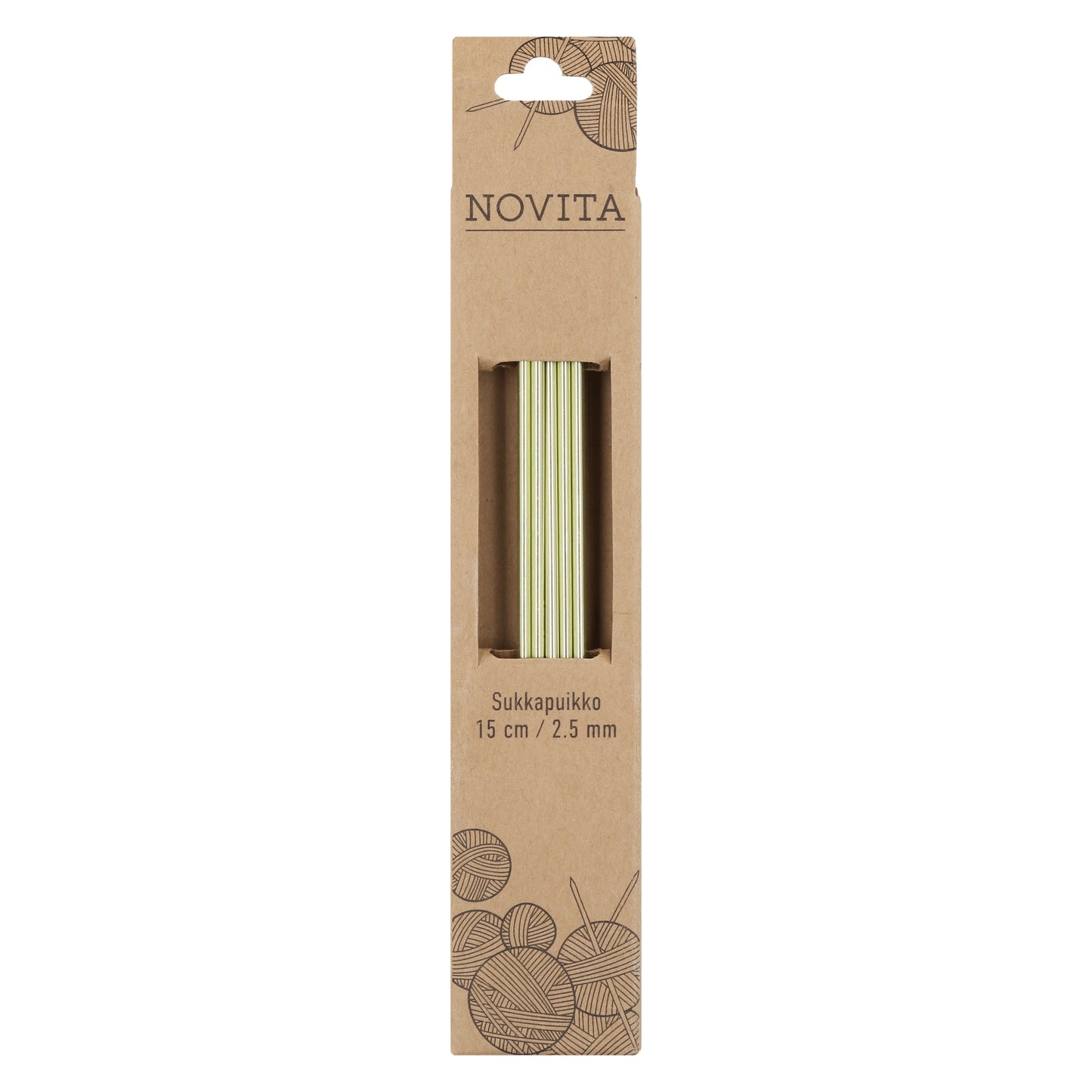 Novita Sukkapuikot 15 cm / 2.50 mm v.vihreä