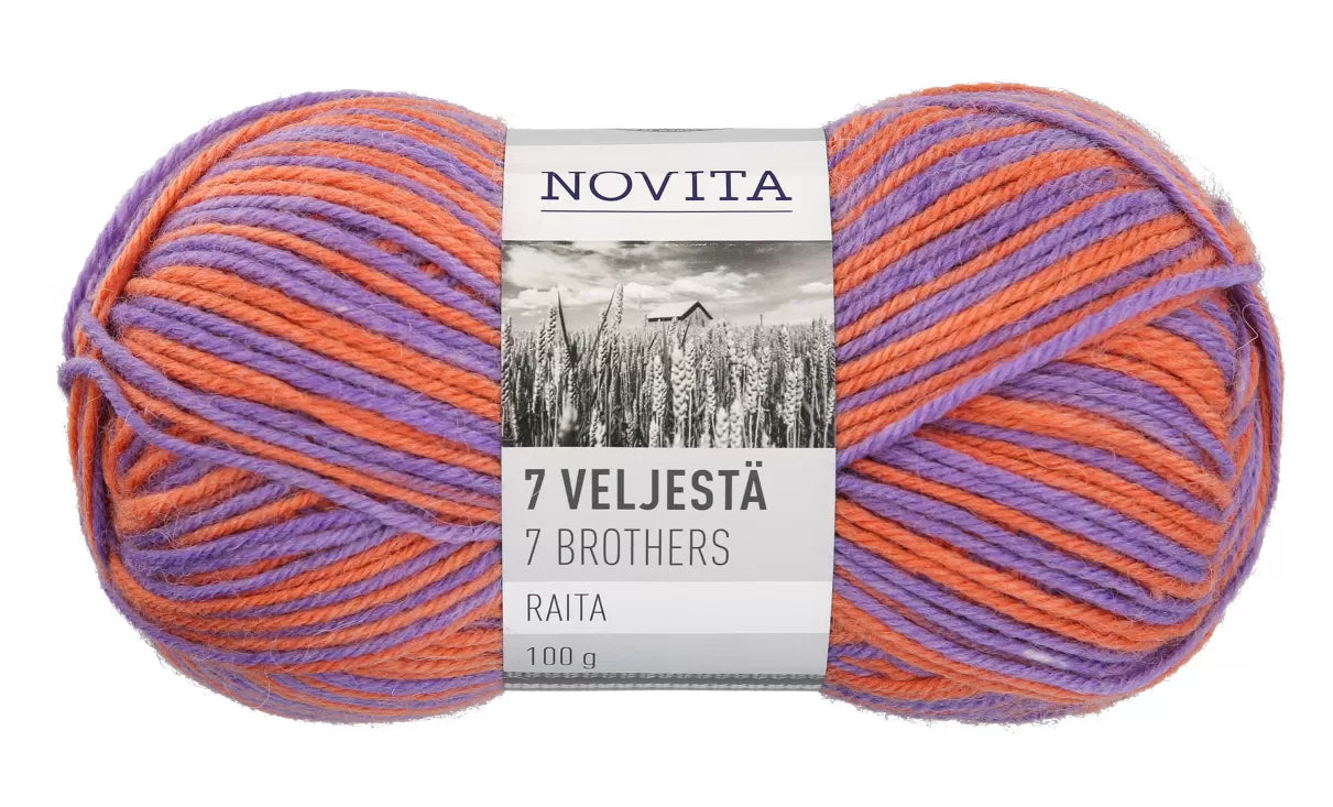 POISTUNUT: Novita 7 Veljestä Raita 100 g villasekoitelanka
