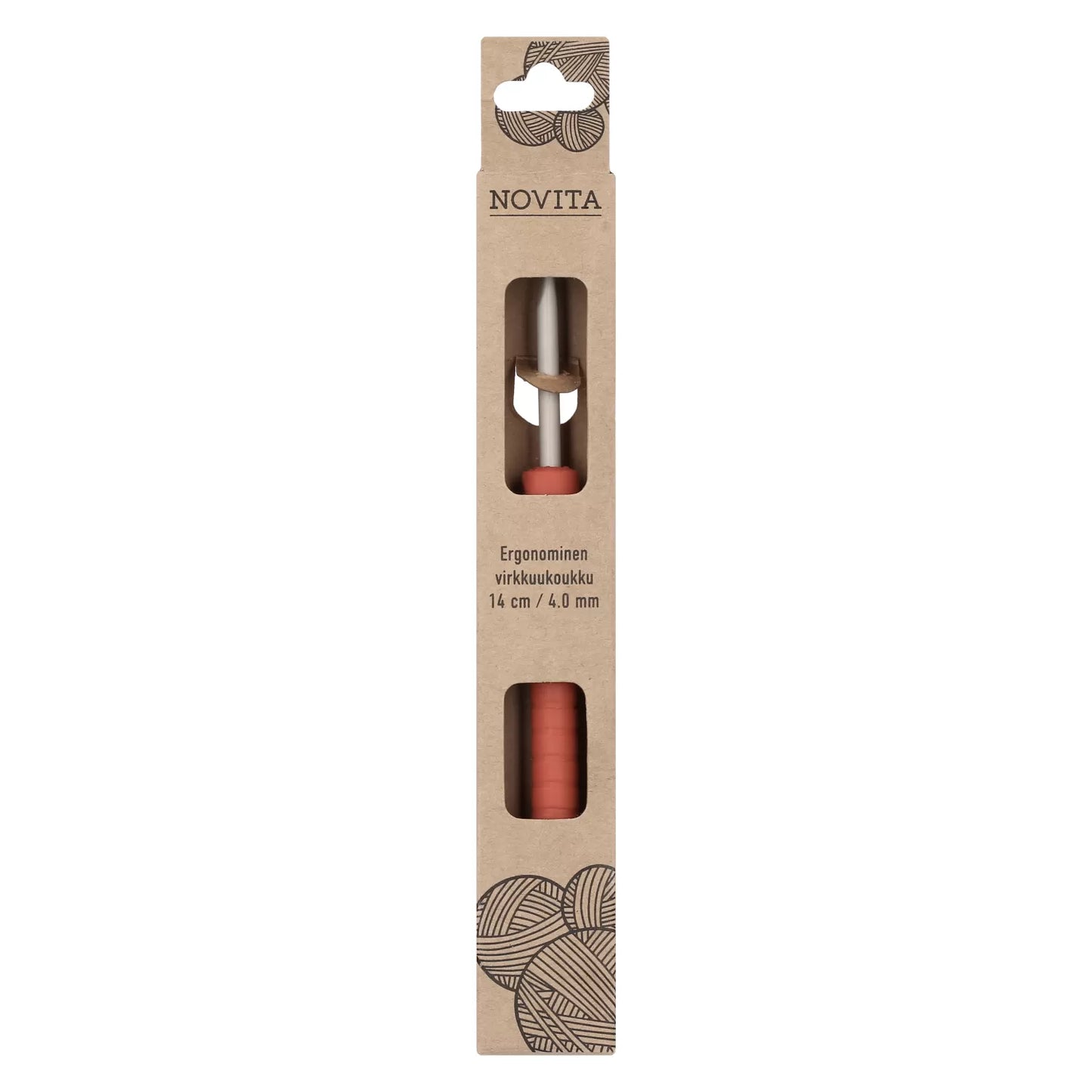 Novita ergonomisk virknål 14 cm 4.0 mm röd