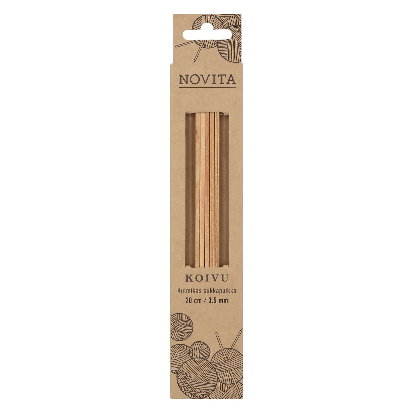 Birch double pointed cubic needles 20 cm, 3.50 mm