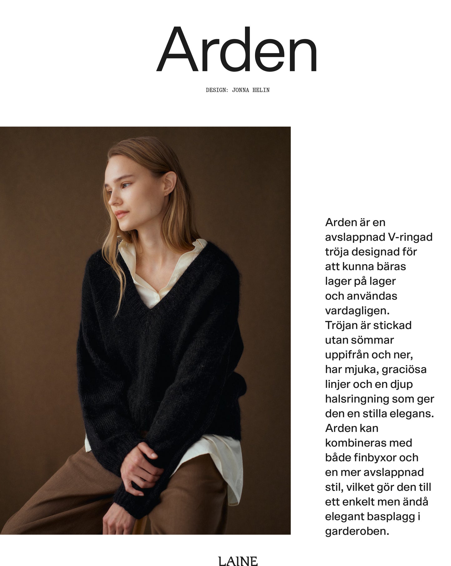 Ladattava ohje: Arden-neulepusero (Laine x Novita) FIN/SWE/ENG/DE/NL