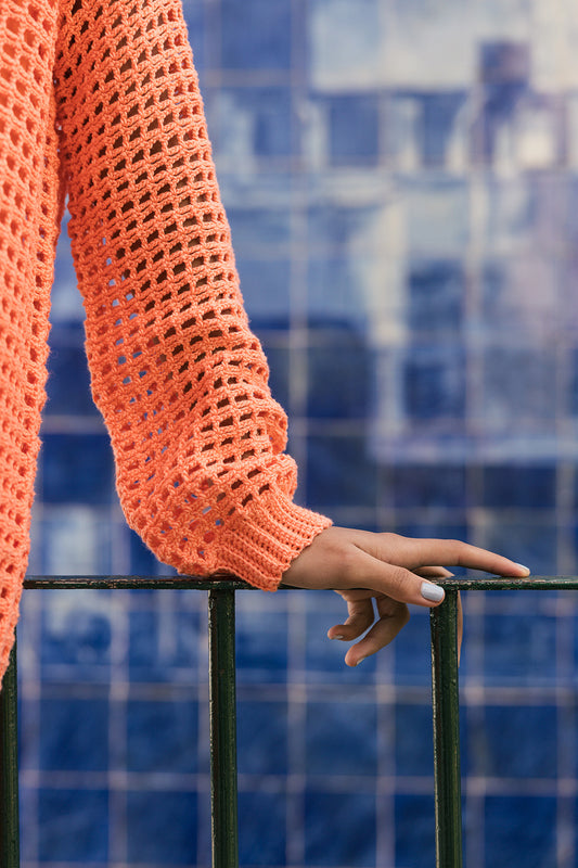Downloadable pattern: Atlantico Crocheted Mesh Sweater FIN/SWE/ENG