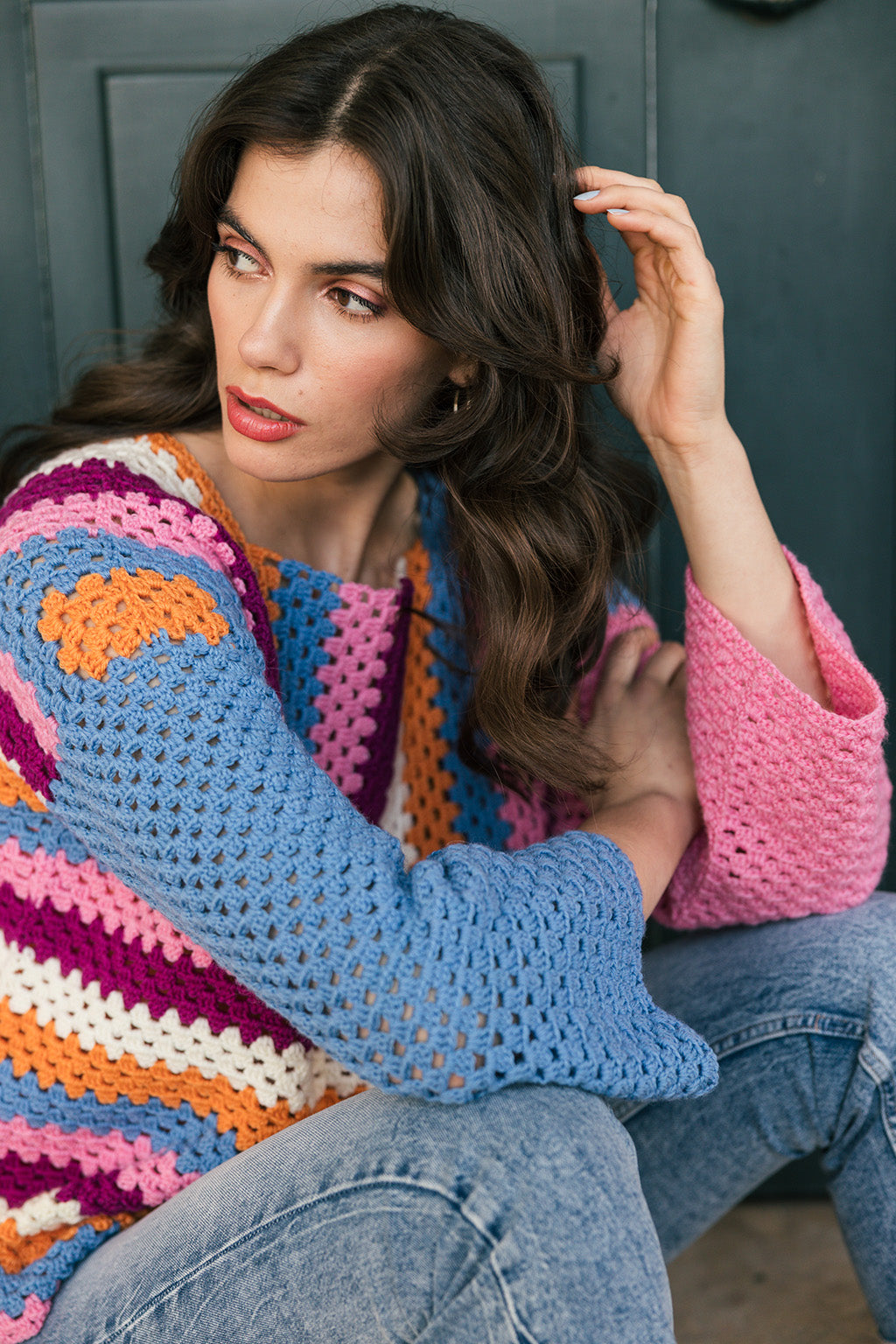 Downloadable pattern: Augusta - Crocheted Mitered Sweater
