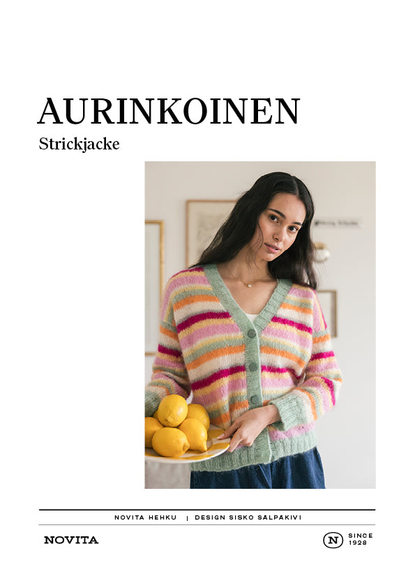 Ladattava ohje: Aurinkoinen-neuletakki (FIN/SWE/ENG/DE/NL, Kesä 2026)