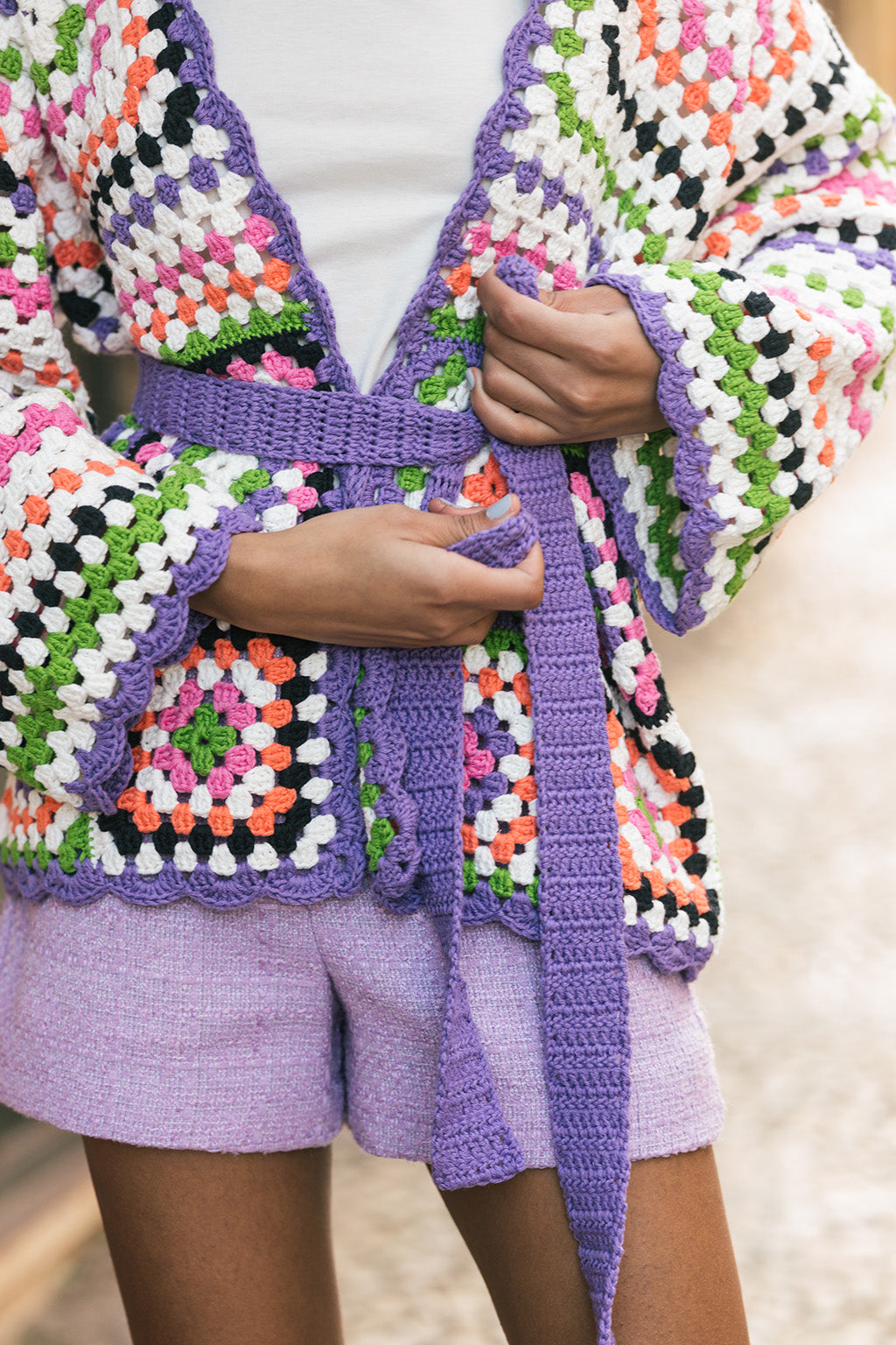 Downloadable pattern: Eletrico - Crocheted Granny Square Cardigan
