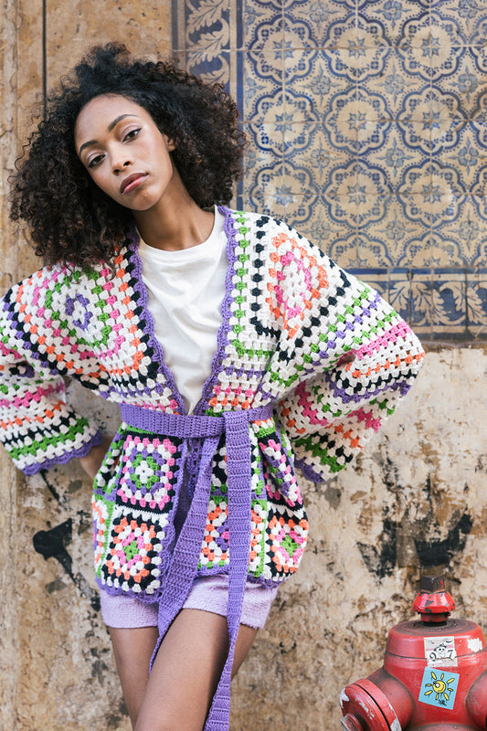 Downloadable pattern: Eletrico - Crocheted Granny Square Cardigan