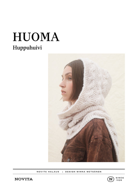 Downloadable pattern: Huoma Hooded Scarf (FIN/SWE/ENG)