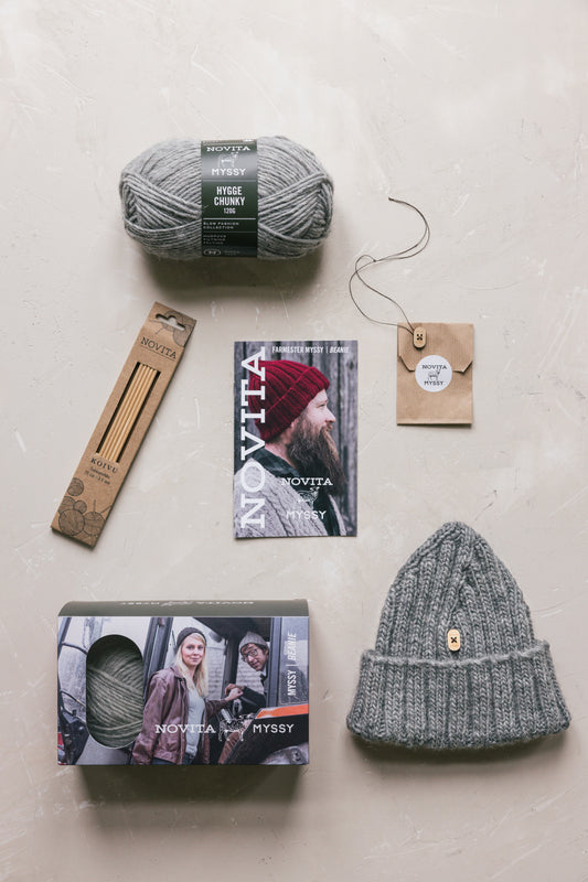 Myssy X Novita Farmester Beanie Kit, grey