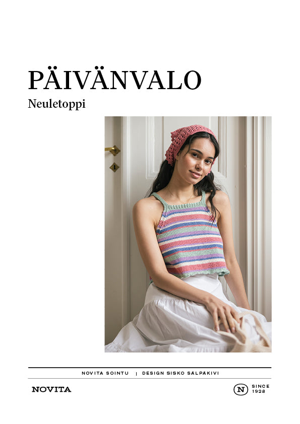 Ladattava ohje: Päivänvalo-neuletoppi (FIN/ENG/SWE/NL/DE, Kesä 2026)