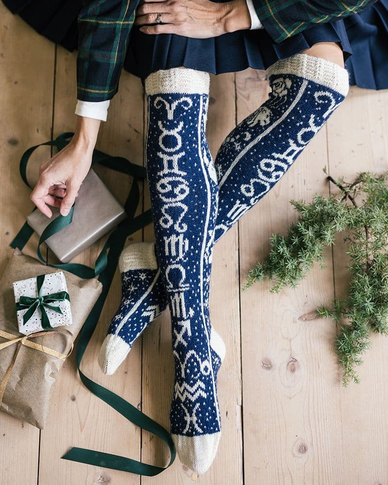 Downloadable pattern: Horoskooppi Socks Novita Viola FIN/SWE/ENG