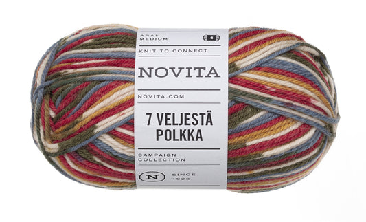 Novita 7 Veljestä Polkka 100 g villasekoitelanka
