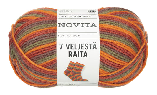 Novita 7 Veljestä Raita 100 g villasekoitelanka