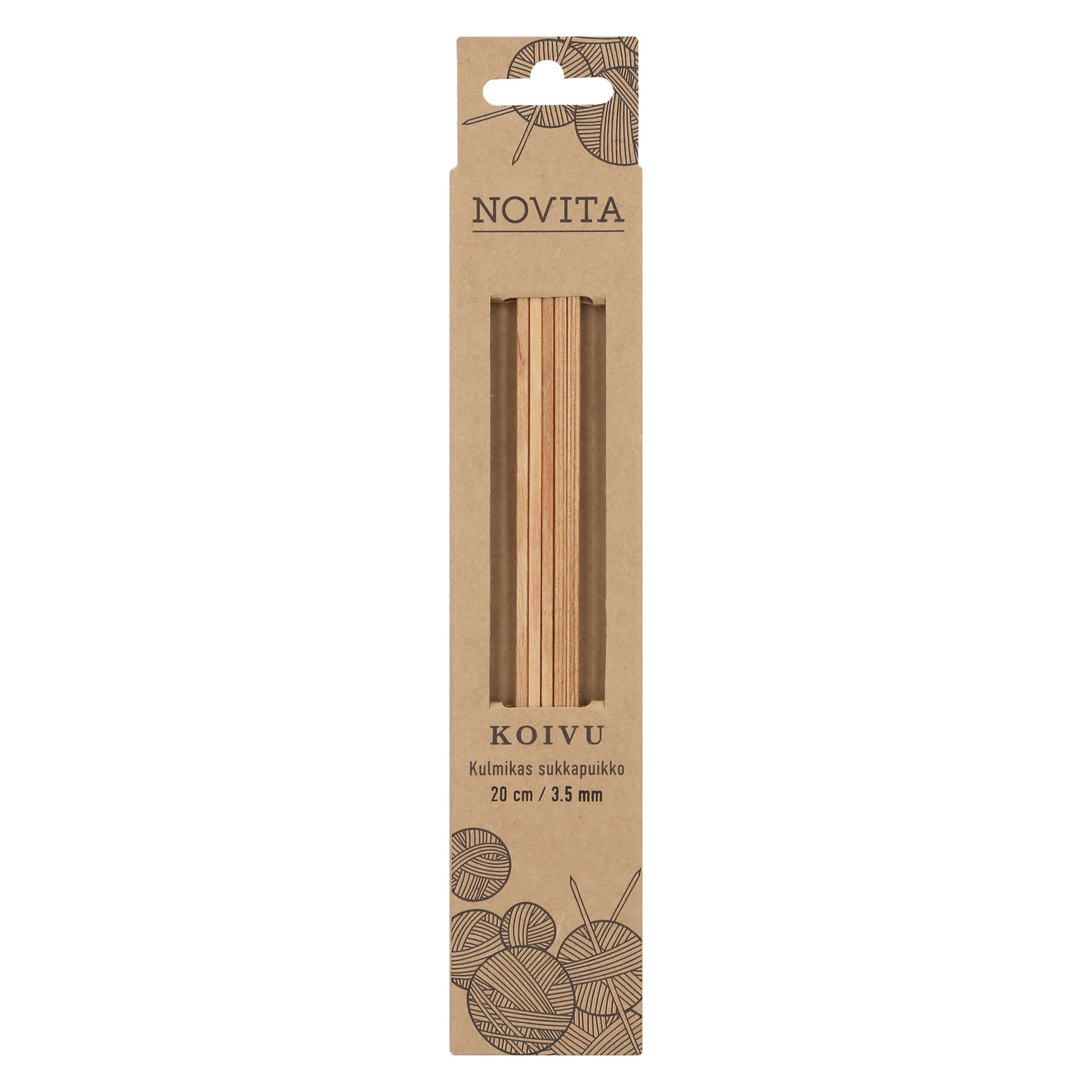 Birch double pointed cubic needles 20 cm, 3.50 mm