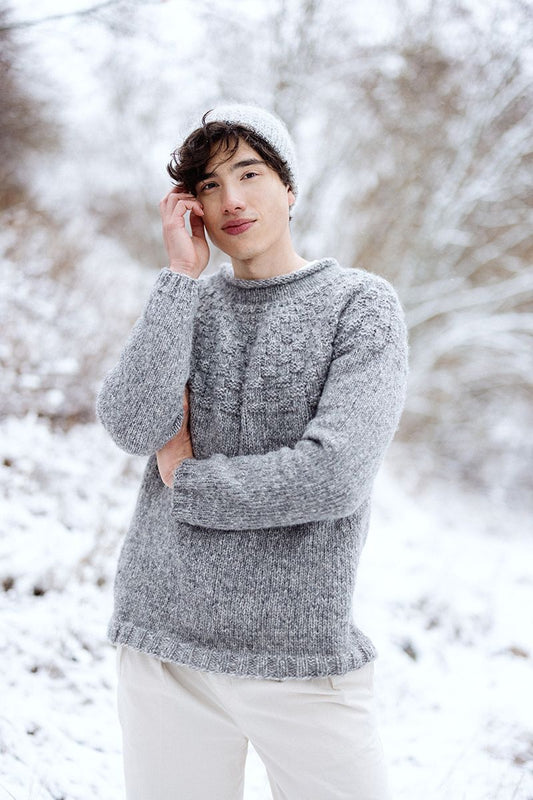 Downloadable pattern: Tuulensuoja Yoke Sweater (Novita Spring 2025)